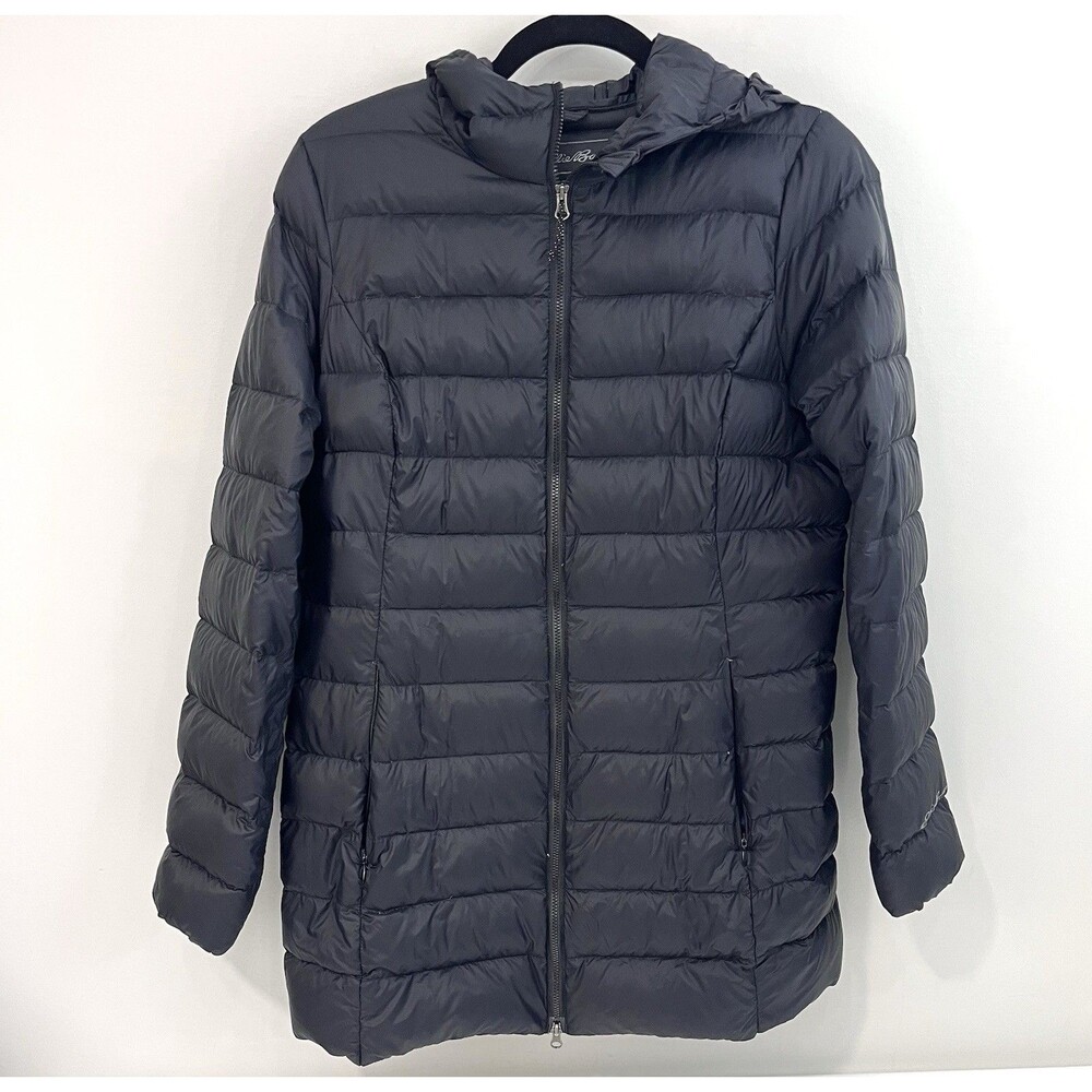 Eddie Bauer Black Down Jacket W Hood Women’s Small